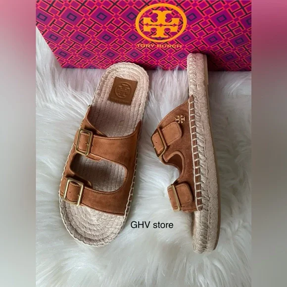 Tory Burch Two band Flat Espadrilles slides - Picture 3 of 6